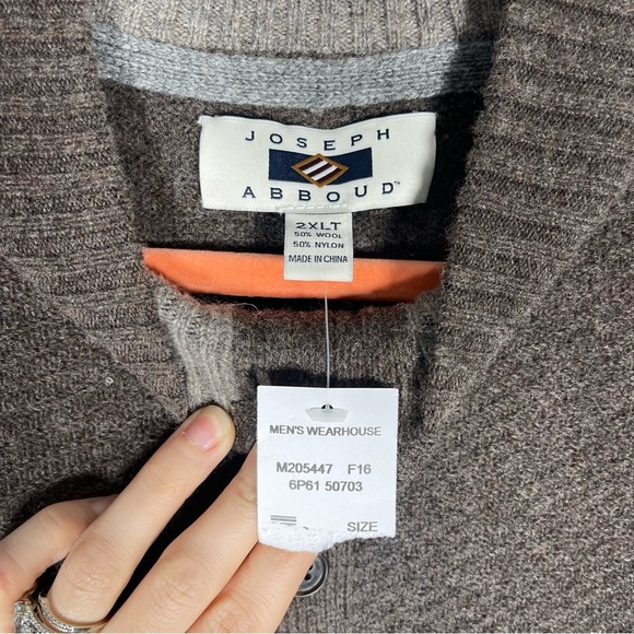 NWT Joseph Abboud Mens 2XLT Mock Neck Henley Sweater Wool Blend Button Pullover - Picture 4 of 8